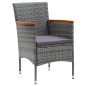 vidaXL Set Mobili da Pranzo da Giardino 9 pz Polyrattan Acacia Grigio 