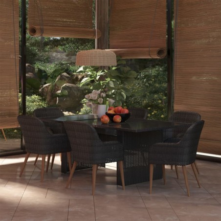 vidaXL Set da Pranzo da Giardino 7 pz in Polyrattan Nero