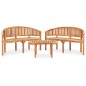 vidaXL Set Salotto da Giardino 3 pz Design Curvo in Massello di Teak vidaXL Set Salotto da Giardino 3 pz Design Curvo in Massello di Teak