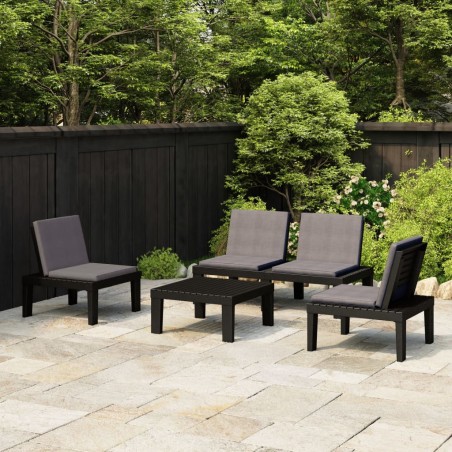 vidaXL Set Divani da Giardino con Cuscini 4 pz in Plastica Grigio
