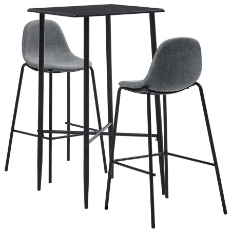 vidaXL Set da Bar 3 pz in Tessuto Grigio Chiaro