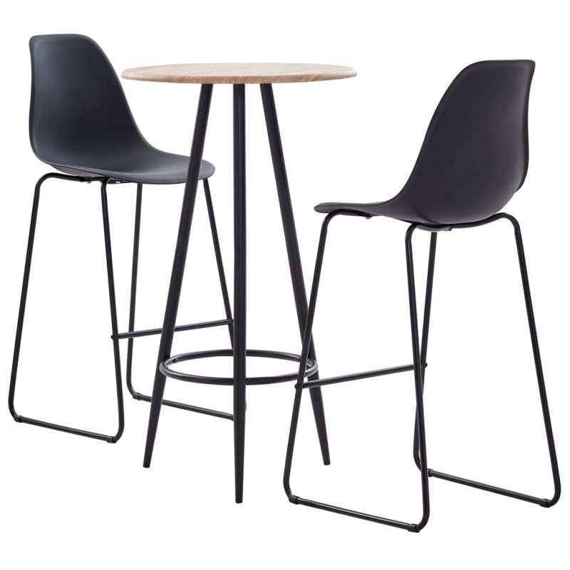 vidaXL Set da Bar 3 pz in Plastica Nero vidaXL Set da Bar 3 pz in Plastica Nero