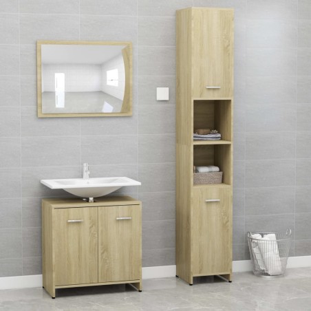 vidaXL Set Mobili da Bagno 3 pz Rovere Sonoma in Truciolato