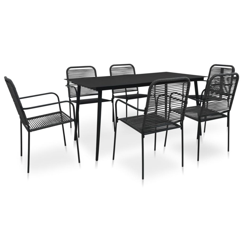 vidaXL Set da Pranzo da Esterni 7 pz in Corda di Cotone e Acciaio Nero vidaXL Set da Pranzo da Esterni 7 pz in Corda di Cotone e Acciaio Nero