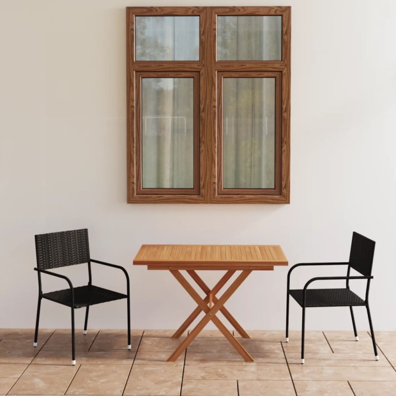 vidaXL Set da Pranzo Giardino 3 pz Polyrattan e Massello Acacia Nero vidaXL Set da Pranzo Giardino 3 pz Polyrattan e Massello Acacia Nero