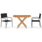 vidaXL Set da Pranzo Giardino 3 pz Polyrattan e Massello Acacia Nero vidaXL Set da Pranzo Giardino 3 pz Polyrattan e Massello Acacia Nero