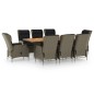 vidaXL Set da Pranzo da Giardino 9 pz con Cuscini in Polyrattan Marrone vidaXL Set da Pranzo da Giardino 9 pz con Cuscini in Polyrattan Marrone