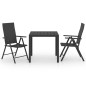 vidaXL Set da Pranzo da Giardino 3 pz Nero vidaXL Set da Pranzo da Giardino 3 pz Nero