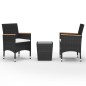 vidaXL Set da Bistrot per Giardino 3 pz in Polyrattan e Vetro Nero vidaXL Set da Bistrot per Giardino 3 pz in Polyrattan e Vetro Nero