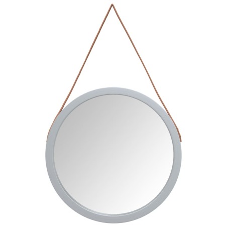 Specchio da Parete con Cinghia Argento Ø 55 cm
