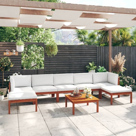 vidaXL Set Divani da Giardino 8 pz con Cuscini Crema Massello Acacia