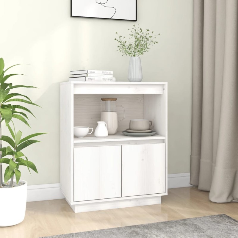 Credenza Bianca 60x34x75 cm in Legno Massello di Pino Credenza Bianca 60x34x75 cm in Legno Massello di Pino