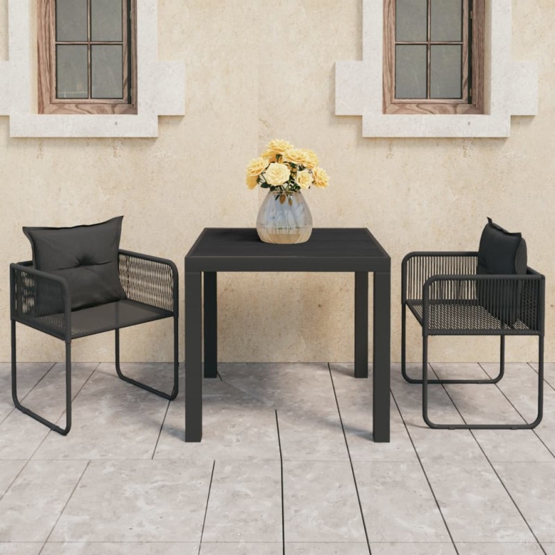 vidaXL Set da Pranzo da Giardino 3 pz in Rattan PVC Nero vidaXL Set da Pranzo da Giardino 3 pz in Rattan PVC Nero