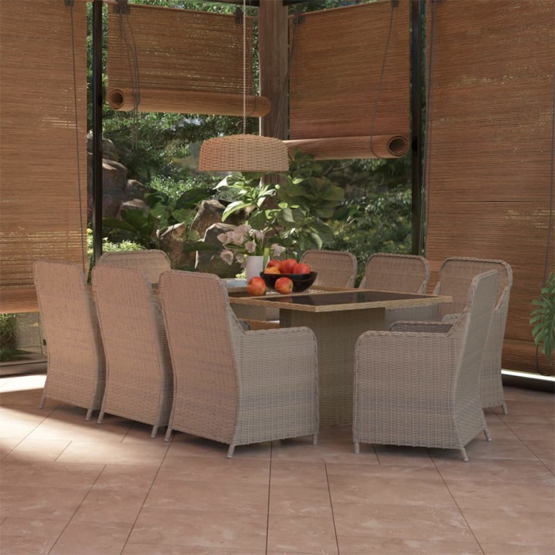vidaXL Set da Pranzo da Giardino 9 pz in Polyrattan Marrone vidaXL Set da Pranzo da Giardino 9 pz in Polyrattan Marrone