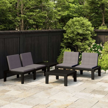 vidaXL Set Divani da Giardino con Cuscini 4 pz in Plastica Grigio