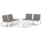 vidaXL Set Divani da Giardino con Cuscini 4 pz in Plastica Bianco