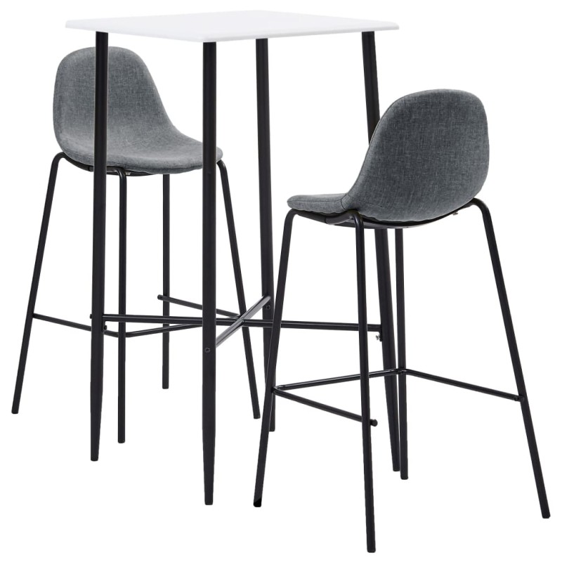 vidaXL Set da Bar 3 pz in Tessuto Grigio Chiaro vidaXL Set da Bar 3 pz in Tessuto Grigio Chiaro