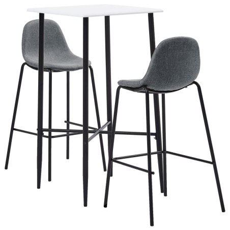vidaXL Set da Bar 3 pz in Tessuto Grigio Chiaro