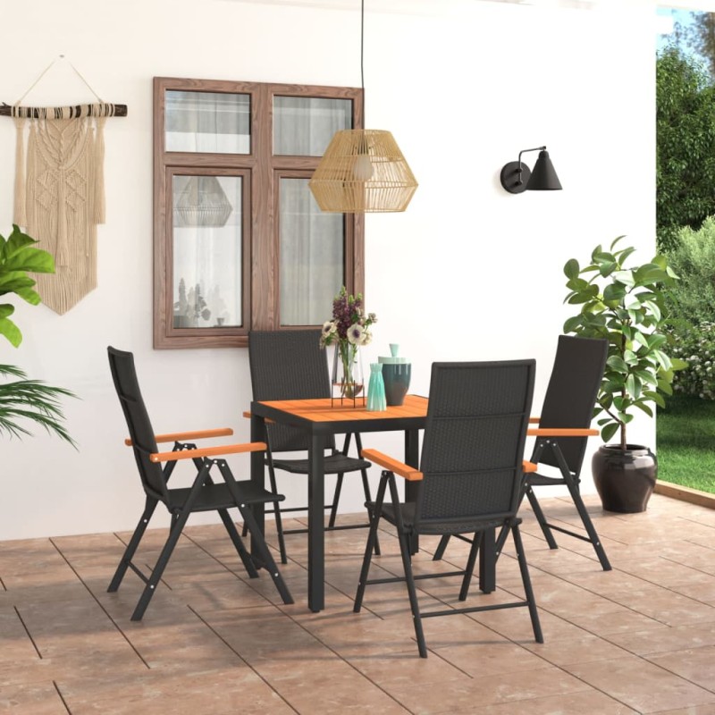 vidaXL Set da Pranzo da Giardino 5 pz Nero e Marrone vidaXL Set da Pranzo da Giardino 5 pz Nero e Marrone