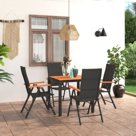 vidaXL Set da Pranzo da Giardino 5 pz Nero e Marrone
