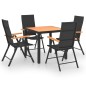 vidaXL Set da Pranzo da Giardino 5 pz Nero e Marrone vidaXL Set da Pranzo da Giardino 5 pz Nero e Marrone