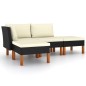 vidaXL Set Divani da Giardino 4 pz con Cuscini in Polyrattan Nero vidaXL Set Divani da Giardino 4 pz con Cuscini in Polyrattan Nero