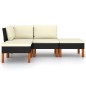 vidaXL Set Divani da Giardino 4 pz con Cuscini in Polyrattan Nero vidaXL Set Divani da Giardino 4 pz con Cuscini in Polyrattan Nero