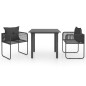 vidaXL Set da Pranzo da Giardino 3 pz in Rattan PVC Nero vidaXL Set da Pranzo da Giardino 3 pz in Rattan PVC Nero