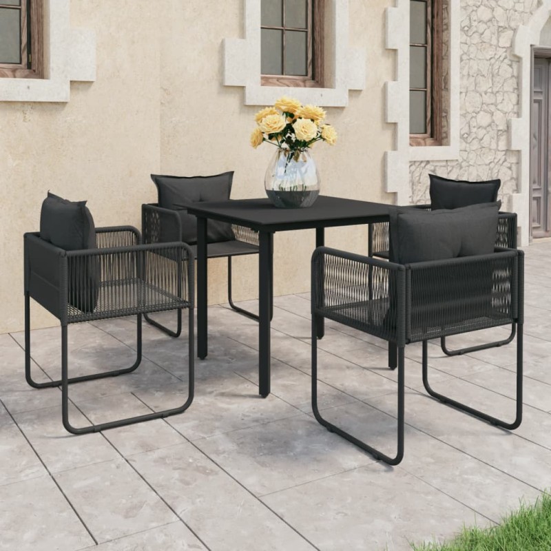 vidaXL Set da Pranzo da Giardino 5 pz in Rattan PVC Nero vidaXL Set da Pranzo da Giardino 5 pz in Rattan PVC Nero