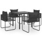vidaXL Set da Pranzo da Giardino 5 pz in Rattan PVC Nero vidaXL Set da Pranzo da Giardino 5 pz in Rattan PVC Nero