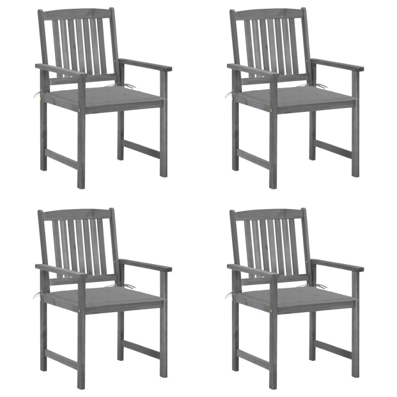 vidaXL Sedie da Giardino con Cuscini 4 pz in Massello di Acacia Grigio vidaXL Sedie da Giardino con Cuscini 4 pz in Massello di Acacia Grigio