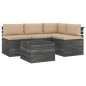 vidaXL Set Divani da Giardino su Pallet 5 pz con Cuscini Massello Pino vidaXL Set Divani da Giardino su Pallet 5 pz con Cuscini Massello Pino
