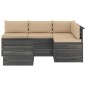 vidaXL Set Divani da Giardino su Pallet 5 pz con Cuscini Massello Pino vidaXL Set Divani da Giardino su Pallet 5 pz con Cuscini Massello Pino