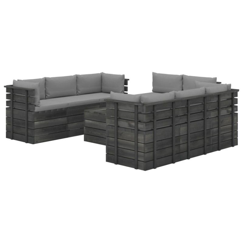 vidaXL Set Divani da Giardino su Pallet 9 pz con Cuscini Massello Pino vidaXL Set Divani da Giardino su Pallet 9 pz con Cuscini Massello Pino