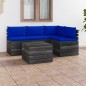vidaXL Set Divani da Giardino su Pallet 5 pz con Cuscini Massello Pino vidaXL Set Divani da Giardino su Pallet 5 pz con Cuscini Massello Pino