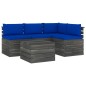 vidaXL Set Divani da Giardino su Pallet 5 pz con Cuscini Massello Pino vidaXL Set Divani da Giardino su Pallet 5 pz con Cuscini Massello Pino