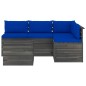 vidaXL Set Divani da Giardino su Pallet 5 pz con Cuscini Massello Pino vidaXL Set Divani da Giardino su Pallet 5 pz con Cuscini Massello Pino