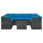 vidaXL Set Divani da Giardino su Pallet 9 pz con Cuscini Massello Pino vidaXL Set Divani da Giardino su Pallet 9 pz con Cuscini Massello Pino
