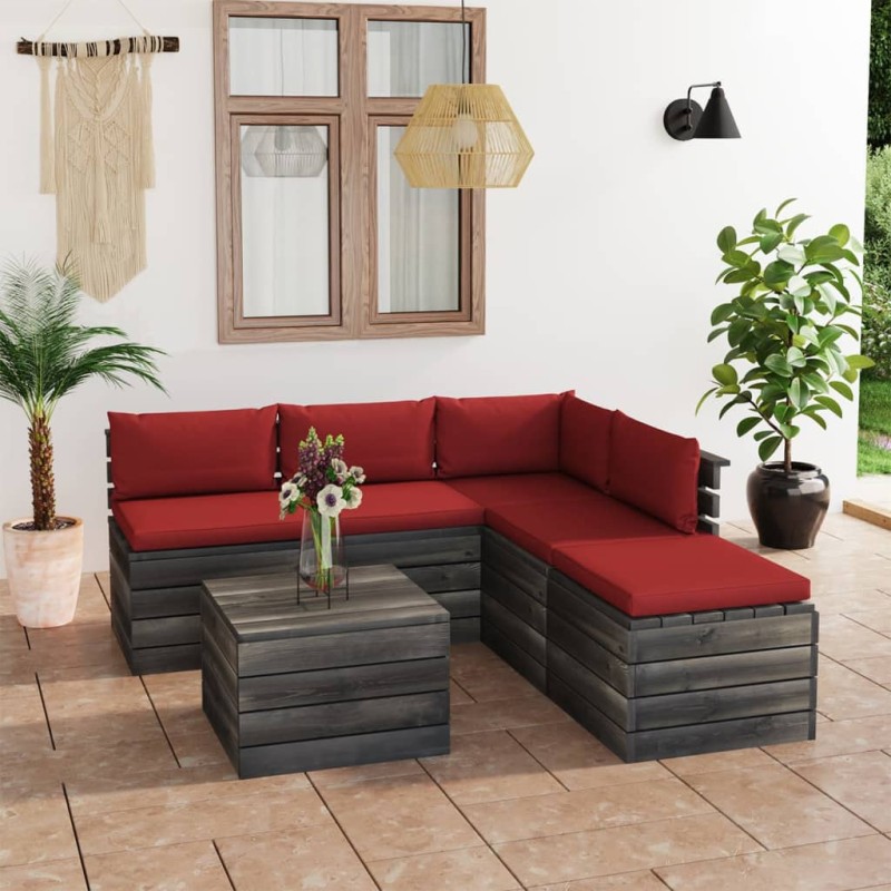 vidaXL Set Divani da Giardino su Pallet 6 pz con Cuscini Massello Pino vidaXL Set Divani da Giardino su Pallet 6 pz con Cuscini Massello Pino