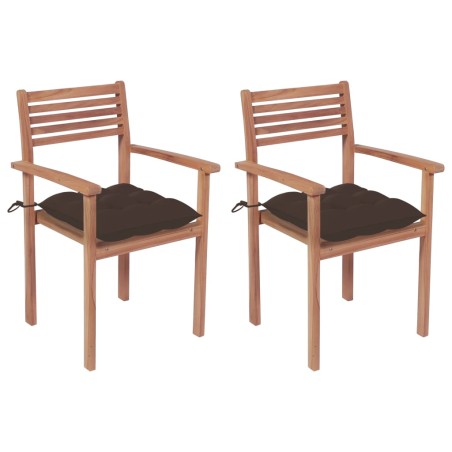 vidaXL Sedie da Giardino 2 pz e Cuscini Grigio Talpa Massello di Teak