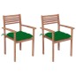 vidaXL Sedie da Giardino 2 pz con Cuscini Verdi in Massello di Teak vidaXL Sedie da Giardino 2 pz con Cuscini Verdi in Massello di Teak