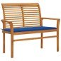 vidaXL Panca da Giardino con Cuscino Blu Reale 112 cm in Legno di Teak vidaXL Panca da Giardino con Cuscino Blu Reale 112 cm in Legno di Teak