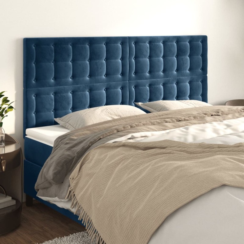 Testiere 4 pz Blu Scuro 100x5x78/88 cm in Velluto Testiere 4 pz Blu Scuro 100x5x78/88 cm in Velluto