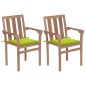 vidaXL Sedie Giardino 2 pz e Cuscini Verde Brillante Massello di Teak vidaXL Sedie Giardino 2 pz e Cuscini Verde Brillante Massello di Teak