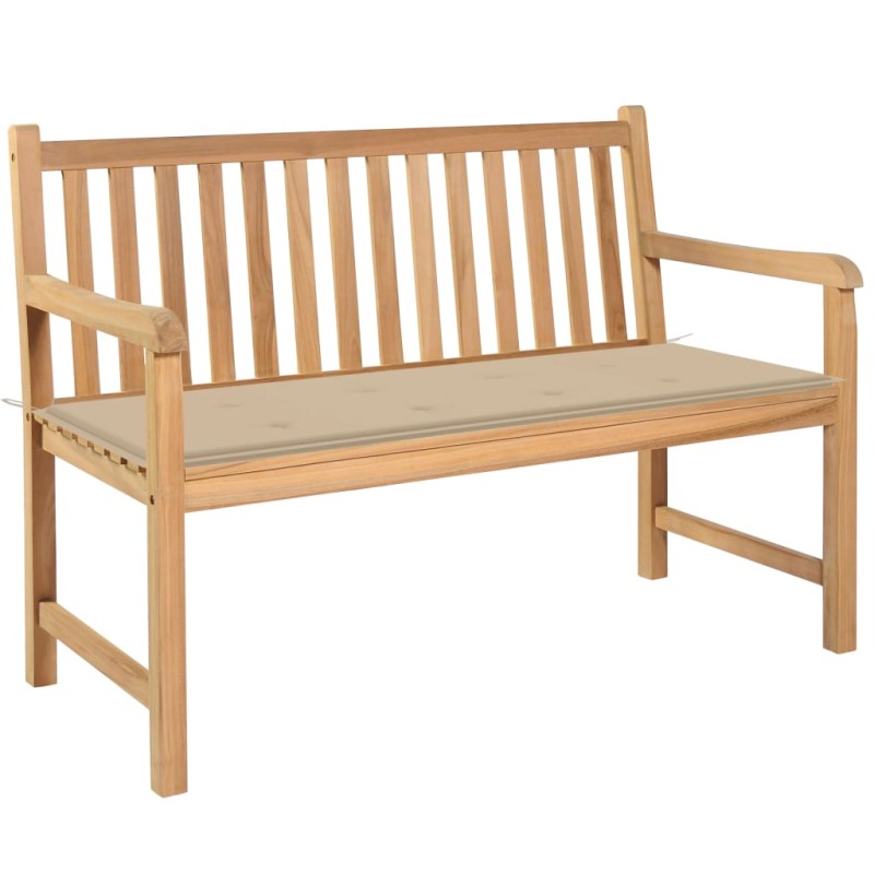 vidaXL Panca da Giardino con Cuscino Beige 120 cm Massello di Teak vidaXL Panca da Giardino con Cuscino Beige 120 cm Massello di Teak