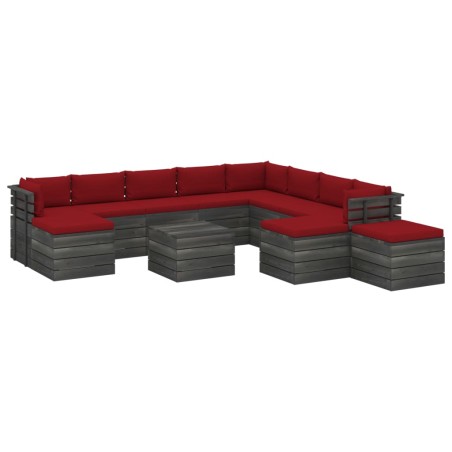 vidaXL Set Divani da Giardino Pallet 12 pz con Cuscini Massello Pino