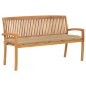 vidaXL Panchina da Giardino Impilabile e Cuscino 159cm Teak Massello vidaXL Panchina da Giardino Impilabile e Cuscino 159cm Teak Massello