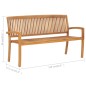 vidaXL Panchina da Giardino Impilabile e Cuscino 159cm Teak Massello vidaXL Panchina da Giardino Impilabile e Cuscino 159cm Teak Massello
