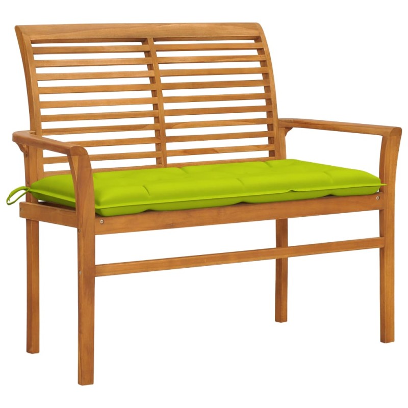 vidaXL Panca da Giardino con Cuscino Verde Brillante 112 cm Legno Teak vidaXL Panca da Giardino con Cuscino Verde Brillante 112 cm Legno Teak