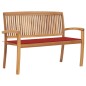 vidaXL Panchina da Giardino Impilabile e Cuscino 128,5cm Teak Massello vidaXL Panchina da Giardino Impilabile e Cuscino 128,5cm Teak Massello